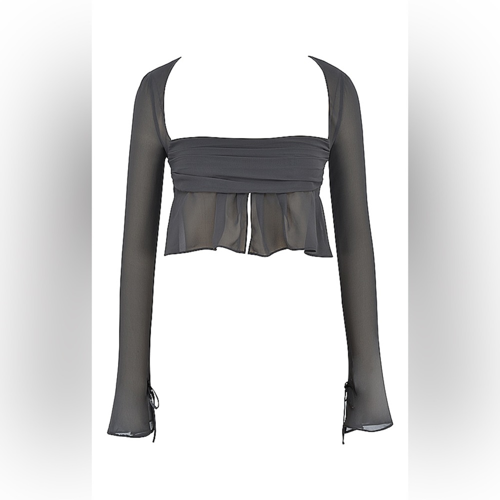 NWT House Of CB Athena Shadow Long Sleeve Floaty Top